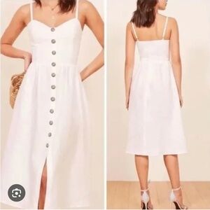 Reformation White Linen Thelma Dress Size 2